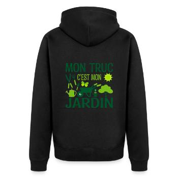 Mon Truc C'est Mon Jardin | Cadeau - Veste à capuche bio Premium Unisexe - noir - Dos - Nico (187cm)