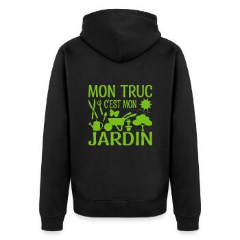 Mon Truc C'est Mon Jardin | Cadeau Jardinière - Veste à capuche bio Premium Unisexe - noir - Dos - Nico (187cm)