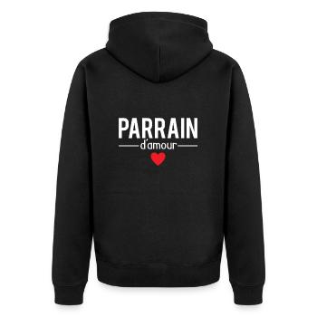 Parrain d'amour blague meilleur parrain humour - Veste à capuche bio Premium Unisexe - noir - Dos - Nico (187cm)