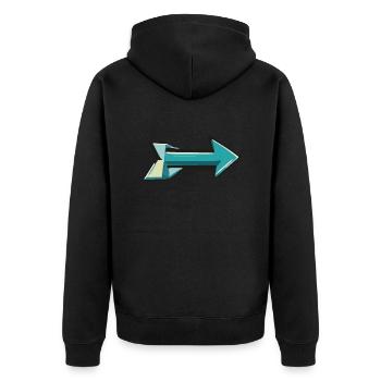grüner Pfeil nach rechts - Unisex Premium Bio Zip Hoodie - Schwarz - Hinten - Nico (187cm)