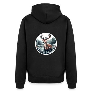 Deer in winter landscape - Unisex Premium Organic Zip Hoodie - black - Back - Nico (187cm)
