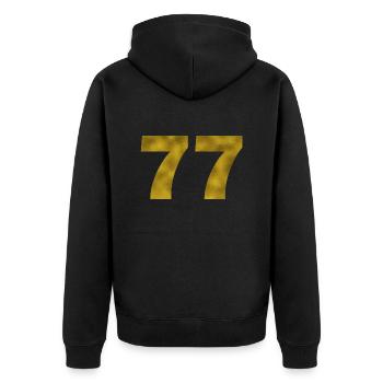 Geburtstag 77 Jahre - Unisex Premium Bio Zip Hoodie - Schwarz - Hinten - Nico (187cm)