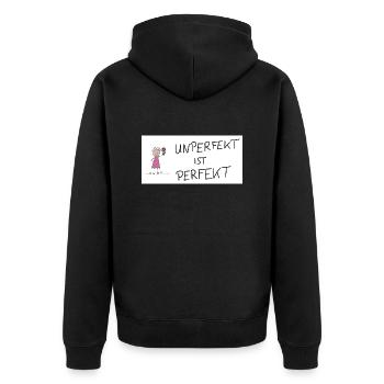 Unperfekt ist Perfekt - Unisex Premium Bio Zip Hoodie - Schwarz - Hinten - Nico (187cm)