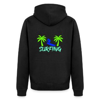 surfing - Unisex Premium Bio Zip Hoodie - Schwarz - Hinten - Nico (187cm)