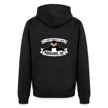 I Just Really Like Penguins OK Ich mag Pinguine - Unisex Premium Organic Zip Hoodie - black - Back - Nico (187cm)