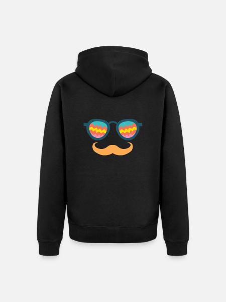 Fun Mustache Hipster Party Sunglasses - Unisex Premium Organic Zip Hoodie - black