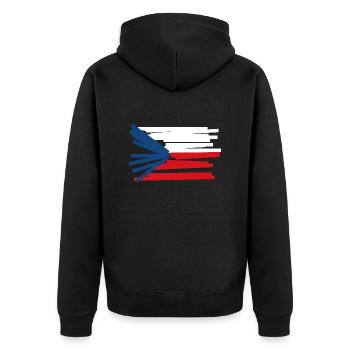 Czech Republic Flag - Modern Art - Unisex Premium Organic Zip Hoodie - black - Back - Nico (187cm)