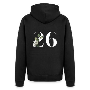 Number 26 Floral Green -26th Floral Birthday - Unisex Premium Organic Zip Hoodie - black - Back - Nico (187cm)