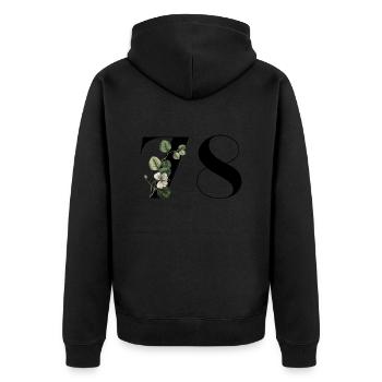 Nummer 78 Blumengrün - 78. Blumengeburtstag - Unisex Premium Bio Zip Hoodie - Schwarz - Hinten - Nico (187cm)