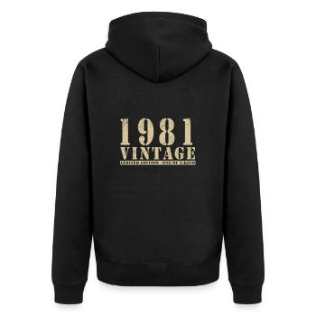 Original 1981 Vintage Vintage Retro Geburtstag - Unisex Premium Bio Zip Hoodie - Schwarz - Hinten - Nico (187cm)