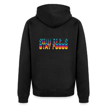 stay focus - Unisex Premium Bio Zip Hoodie - Schwarz - Hinten - Nico (187cm)
