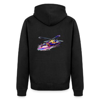 JetRanger Bell 206 - Éclaboussure de couleur - Veste à capuche bio Premium Unisexe - noir - Dos - Nico (187cm)