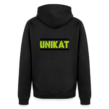 Unique - Unisex Premium Organic Zip Hoodie - black - Back - Nico (187cm)