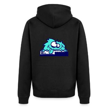 Haariges DJ Monster Horror Halloween Mischpult Fun - Unisex Premium Bio Zip Hoodie - Schwarz - Hinten - Nico (187cm)