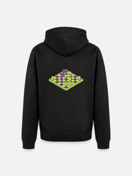 Neon Schachbrett - Unisex Premium Bio Zip Hoodie - Schwarz