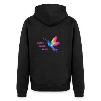 Born to be free, LGBTQ+, Regenbogen, Freiheit - Unisex Premium Bio Zip Hoodie - Schwarz - Hinten - Nico (187cm)