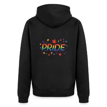 PRIDE – Live your colors! 🌈🔥 - Unisex Premium Organic Zip Hoodie - black - Back - Nico (187cm)