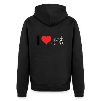 i Love Australian Shepherd - Pet Dog Design - Unisex Premium Bio Zip Hoodie - Schwarz - Hinten - Nico (187cm)