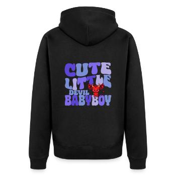 Babyboy - Cute little Devil - Unisex Premium Bio Zip Hoodie - Schwarz - Hinten - Nico (187cm)