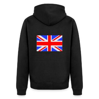 UK - Unisex Premium Bio Zip Hoodie - Schwarz - Hinten - Nico (187cm)