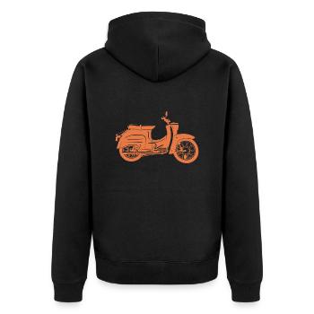 Simson Schwalbe KR51 - Unisex Premium Bio Zip Hoodie - Schwarz - Hinten - Nico (187cm)