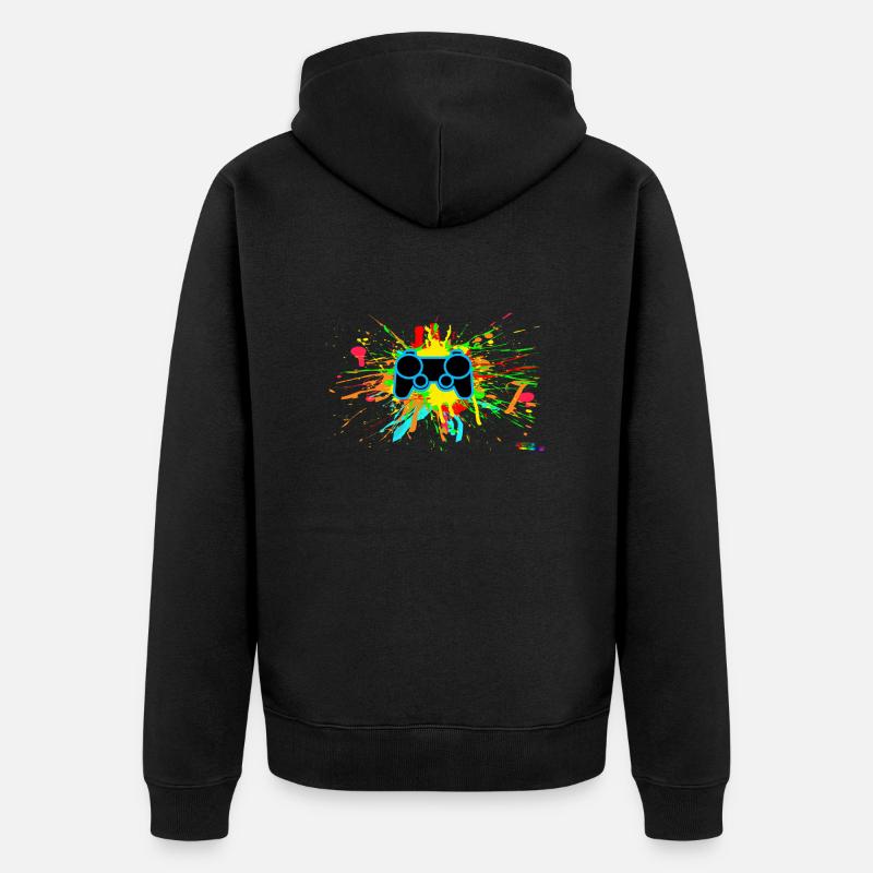 Graffiti-Controller Splatter - Unisex Premium Bio Zip Hoodie - Schwarz