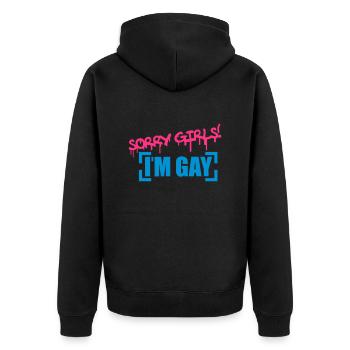 Sorry Girls Gay - Unisex Premium Bio Zip Hoodie - Schwarz - Hinten - Nico (187cm)