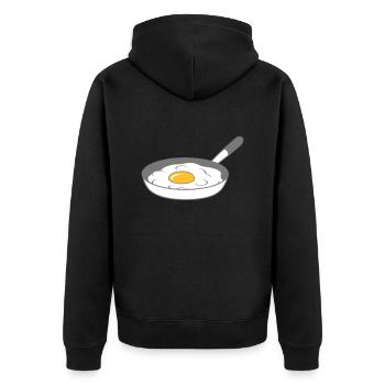 frying pan fried egg cooking roast eat egg yolk - Unisex Premium Organic Zip Hoodie - black - Back - Nico (187cm)