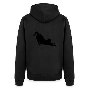 yogaCat - Unisex Premium Bio Zip Hoodie - Schwarz - Hinten - Nico (187cm)