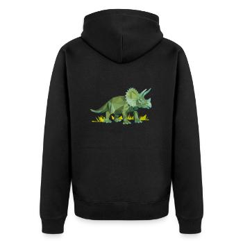triceratops_06201402 - Unisex Premium Bio Zip Hoodie - Schwarz - Hinten - Nico (187cm)