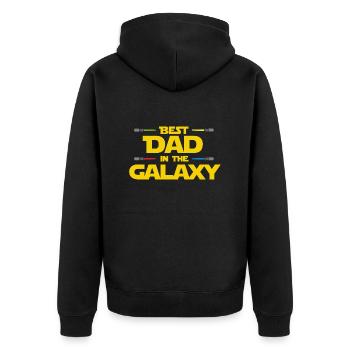 Best Dad in the Galaxy! GELB - Unisex Premium Bio Zip Hoodie - Schwarz - Hinten - Nico (187cm)