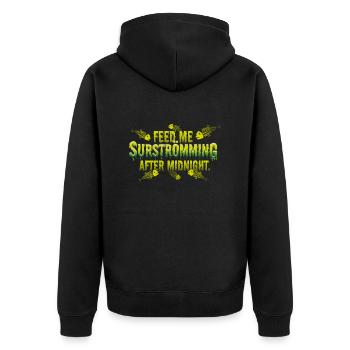 Cool Surströmming Premiere T-Shirt - Unisex Premium Bio Zip Hoodie - Schwarz - Hinten - Nico (187cm)