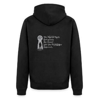 der Mann in Schwarz - Unisex Premium Bio Zip Hoodie - Schwarz - Hinten - Nico (187cm)