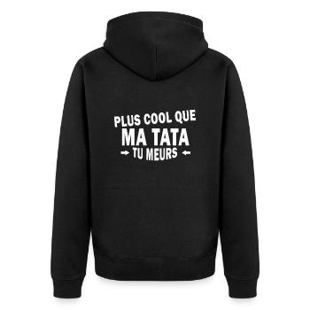 plus cool que ma tata tu meurs - Veste à capuche bio Premium Unisexe - noir - Dos - Nico (187cm)