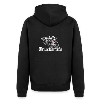 Truckerlife - Unisex Premium Bio Zip Hoodie - Schwarz - Hinten - Nico (187cm)