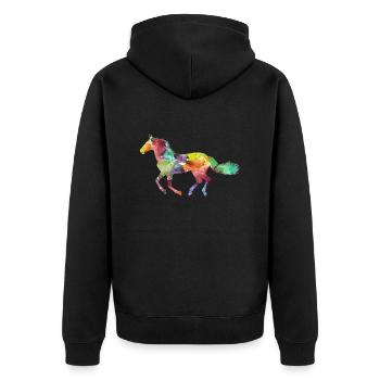 Pferd - Unisex Premium Bio Zip Hoodie - Schwarz - Hinten - Nico (187cm)