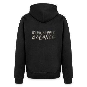 Work Coffee Balance Saying Work Coffee English - Unisex Premium Organic Zip Hoodie - black - Back - Nico (187cm)