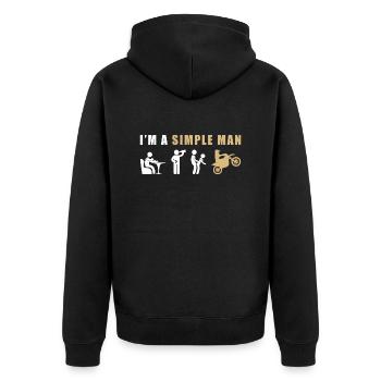 MOTOCROSS I`M A Simple Man - Unisex Premium Bio Zip Hoodie - Schwarz - Hinten - Nico (187cm)