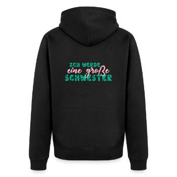 Ich Werde Eine Große Schwester Pfote Tatzen Kinder - Unisex Premium Bio Zip Hoodie - Schwarz - Hinten - Nico (187cm)