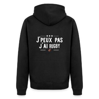 j'ai rugby cadeau - Veste à capuche bio Premium Unisexe - noir - Dos - Nico (187cm)
