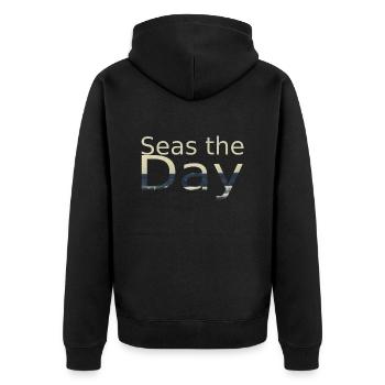 Seas the day - Unisex Premium Organic Zip Hoodie - black - Back - Nico (187cm)
