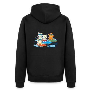 team familie katze surfen bachelorette party büro - Unisex Premium Bio Zip Hoodie - Schwarz - Hinten - Nico (187cm)