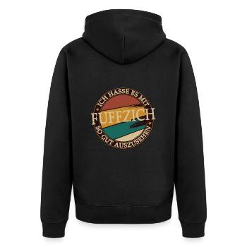 Geburtstag - 50. Geburtstag - 1972 - Fuffzich - Unisex Premium Bio Zip Hoodie - Schwarz - Hinten - Nico (187cm)