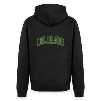 Colorado - Unisex Premium Bio Zip Hoodie - Schwarz - Hinten - Nico (187cm)