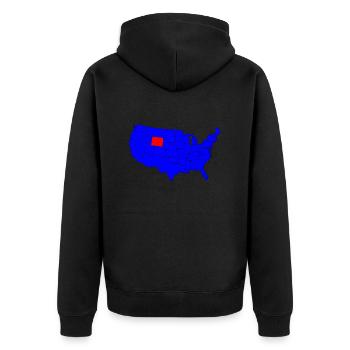 Bundesstaat Wyoming Lage - Unisex Premium Bio Zip Hoodie - Schwarz - Hinten - Nico (187cm)