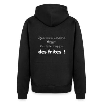 Légère comme une plume..l'effet magique des frites - Veste à capuche bio Premium Unisexe - noir - Dos - Nico (187cm)