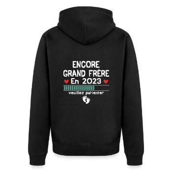 Encore Grand Frère En 2023, Nouvelle Naissance - Veste à capuche bio Premium Unisexe - noir - Dos - Nico (187cm)