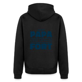 Mon Papa C'est Le Plus Fort - Veste à capuche bio Premium Unisexe - noir - Dos - Nico (187cm)