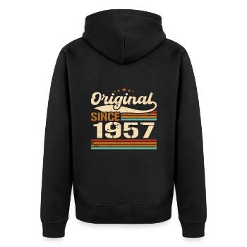Vintage 1957 original | Cadeau d’anniversaire 1957 - Veste à capuche bio Premium Unisexe - noir - Dos - Nico (187cm)