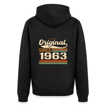 Original 1963 Vintage | Cadeau D’anniversaire 1963 - Veste à capuche bio Premium Unisexe - noir - Dos - Nico (187cm)